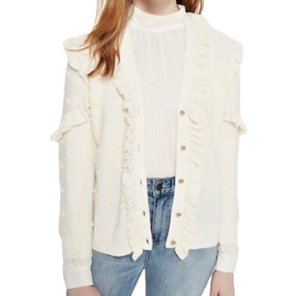 Kate Spade ♠️ Ruffle Pom Cardigan